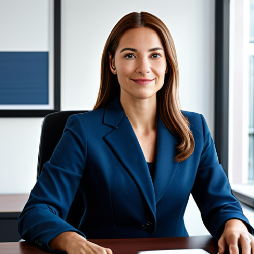 Home 6 Professional Businesswoman in Modern Office**
"A professional businesswoman in a modest business suit, sitting at a desk in a modern office, fully clothed, appropriate attire, safe for work, perfect anatomy, natural proportions, professional photography, high quality, family-friendly."
**