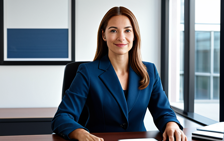 Professional Businesswoman in Modern Office**

"A professional businesswoman in a modest business suit, sitting at a desk in a modern office, fully clothed, appropriate attire, safe for work, perfect anatomy, natural proportions, professional photography, high quality, family-friendly."

**